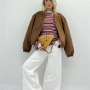 maglia con righe a contrasto oversize mocha